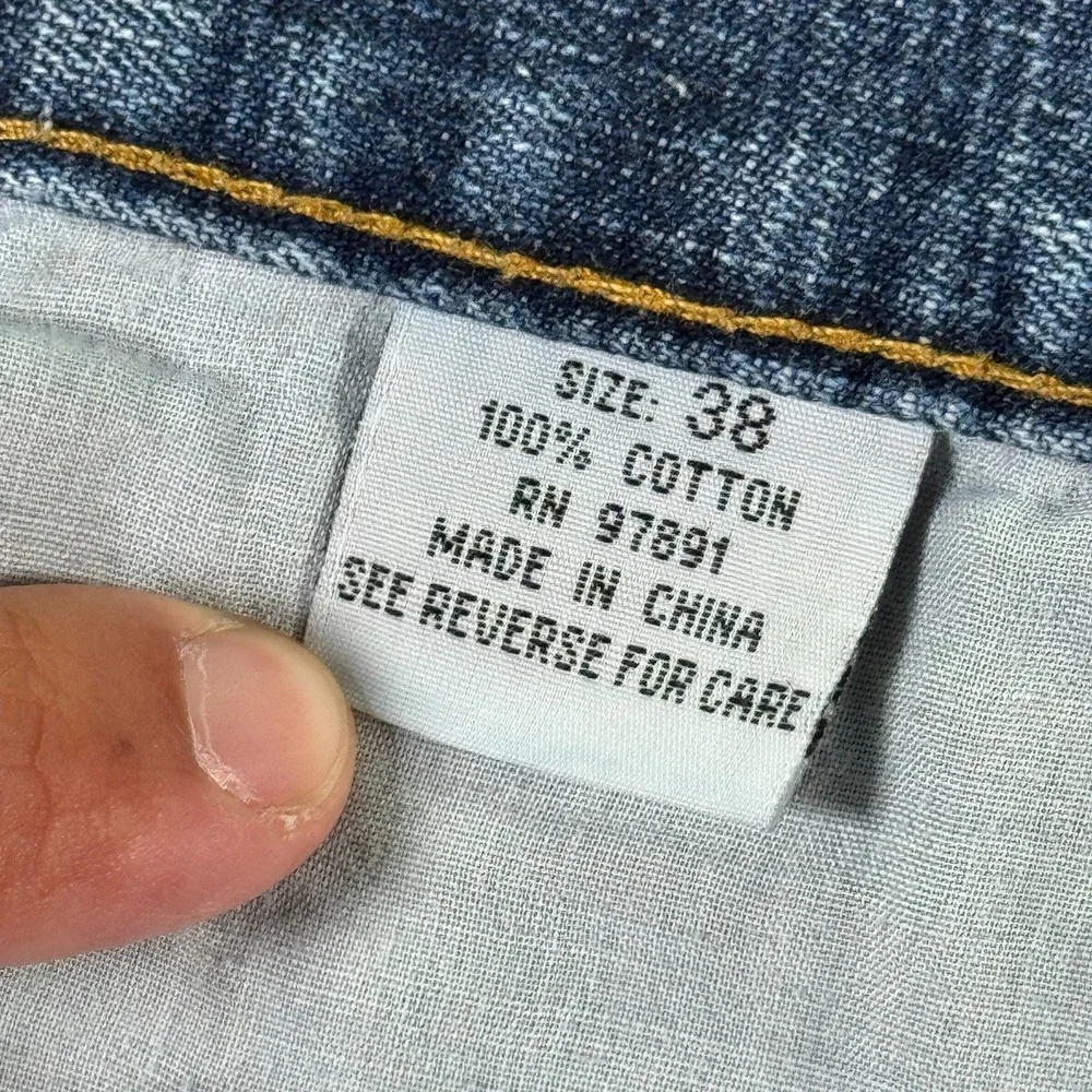 Vintage Old Skool Jeans Men 38 Blue Lightwash Denim Patch Embroidered Streetwear